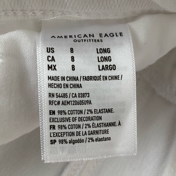 America Eagle Stretch Mom Jeans - White - Size 8 Long - Picture 3 of 4